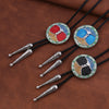 Blue Men's Western Bolo Tree of Life Pattern Bolo Tie