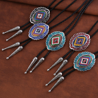 Navajo Suit Bolo Men Cowboy Tie Blue Necklace Bolo