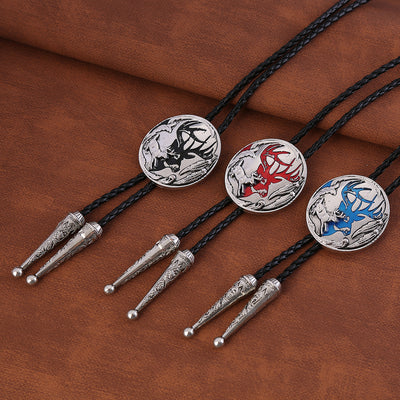 Elk Bolo Tie Mens Western Bolo Red Cowboy Necklace