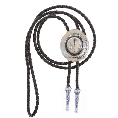 Western Cowboy Hat Bolo Tie Silver Color Mens Cowboy Tie