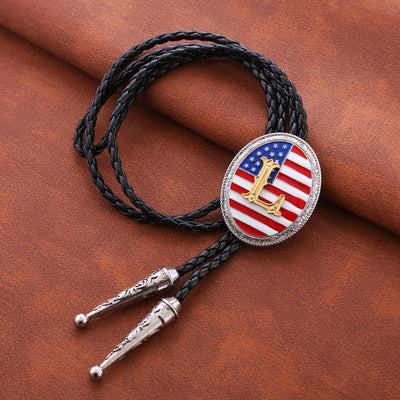 Alphabet L Bolo Tie Suit Bolo National Flag Necklace