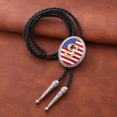 Alphabet S Bolo Tie Men Western Tie National Flag Tie