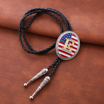 American National Flag Tie Bolo Alphabet E Bolo Tie