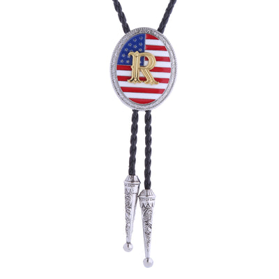 Alphabet Q Bolo Tie Men's Bolo Tie American Flag Tie