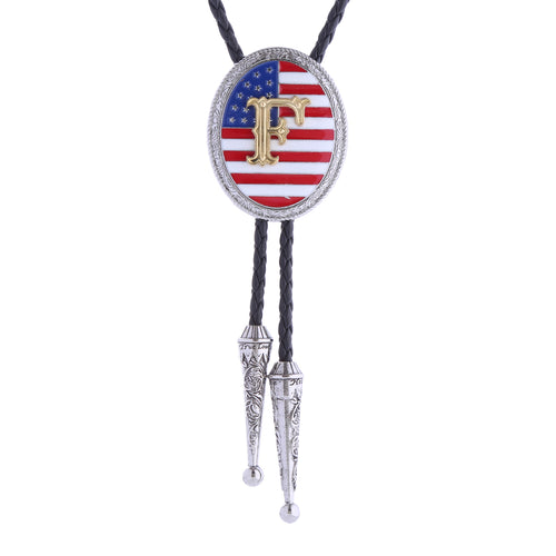 Alphabet F Bolo Tie Bolo Neck Tie US National Flag Tie