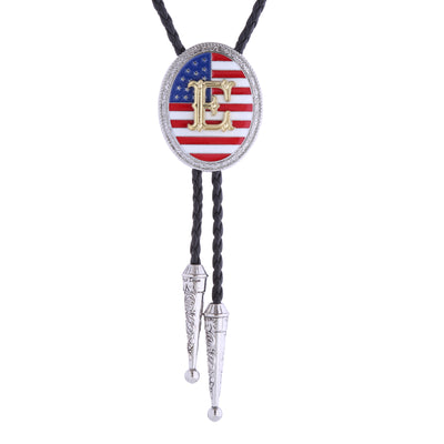 American National Flag Tie Bolo Alphabet E Bolo Tie