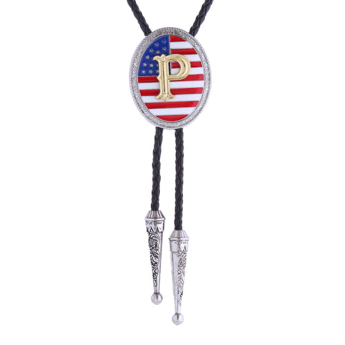 Alphabet P Bolo Tie Formal Western Tie National Flag Tie