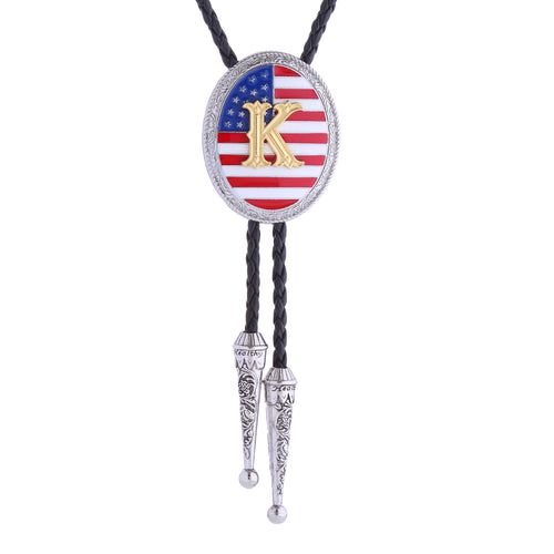 Alphabet K Bolo Tie Mens Bolo Necklace National Flag Tie