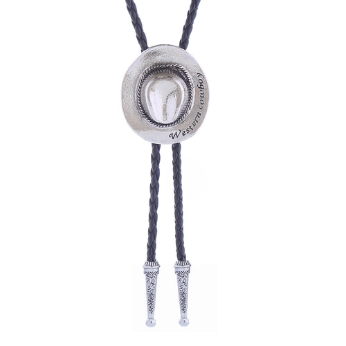 Western Cowboy Hat Bolo Tie Silver Color Mens Cowboy Tie