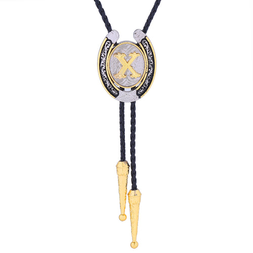 Horseshoe Bolo Tie Alphabet X Necklace Men‘’s Bolo Tie