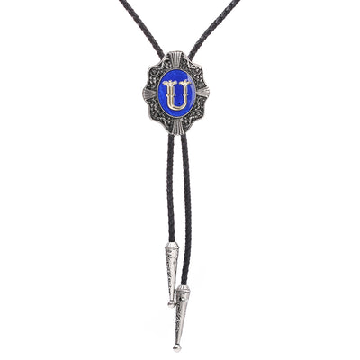 Alphabet U Bolo Tie Cool Bootlace Ties Formal Bolo Blue