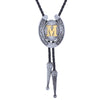 Horseshoe Bolo Tie Alphabet M Bolo Men's Western Ties