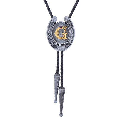 Horseshoe Bolo Tie Alphabet G Bolo Tie Mens Bolo Tie