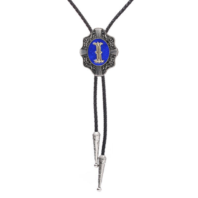 Alphabet I Bolo Tie Cool bootlace tie Western Tie Blue