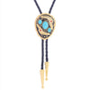 Gold Feather Tie Women Turquoise  Western  Bolo Tie