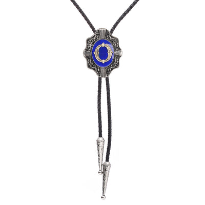 Alphabet O Bolo Tie Suit Bolo Tie Formal Tie Blue Necklace