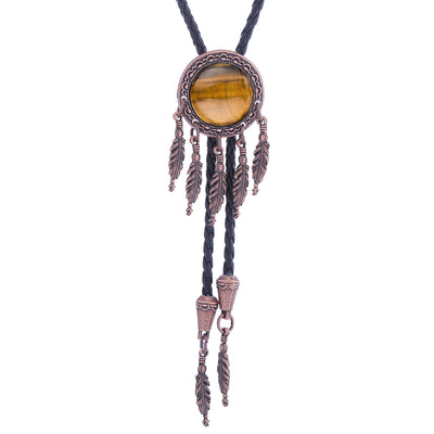 Dreamcatcher Style Tiger's Eye Bolo Suit Brown Tie