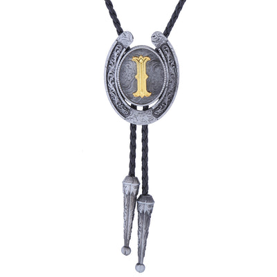 Horseshoe Bolo Tie Alphabet I Bolo Tie Men's Western Bolo