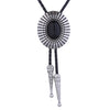 Stone Bolo Silver Bolo Necklace Men's Black Agate Bolo