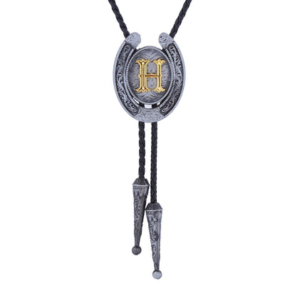 Horseshoe Bolo Tie Alphabet H Bolo Tie Fashion Men's Bolo