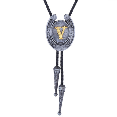 Horseshoe Bolo Tie Alphabet V Boloties Men Western Ties