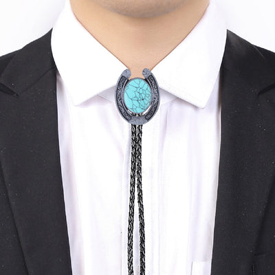 Horseshoe Bolo Tie Turquoise Mens Bolo Tie For Wedding