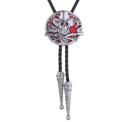 Skull Bolo Tie Mens Western Bolo Tie Cowboy Red Bolo