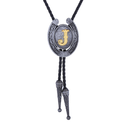 Horseshoe Bolo Tie Alphabet J Suit Bolo Men's Western Tie