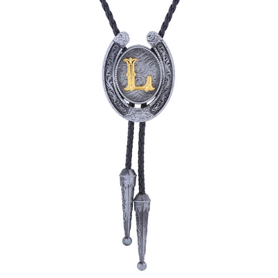 Horseshoe Bolo Tie Alphabet L Bolo Tie Men's Western Bolo