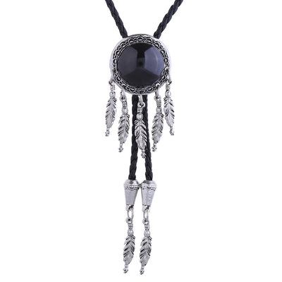 Vintage Bolo Ties Black Agate Tie Mens Western Bolo Ties