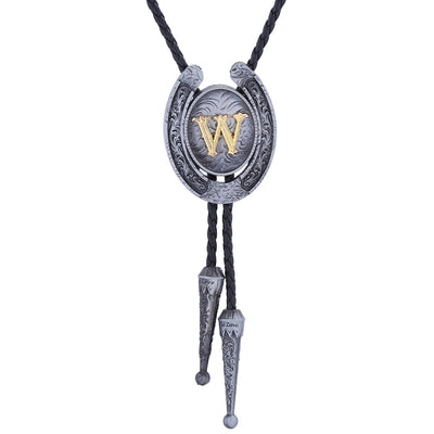 Horseshoe Bolo Tie Alphabet W Bowler Vintage Western Tie