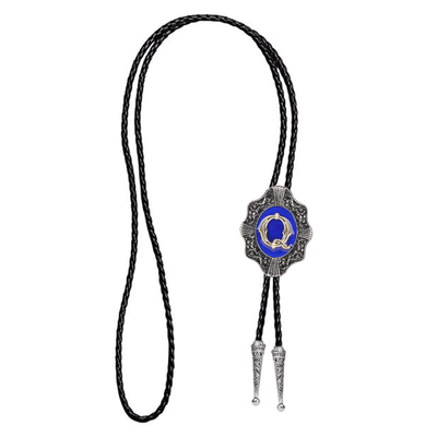 Alphabet Q Bolo Tie Antique Formal Bolo Tie Blue Bolo Tie