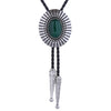 Silver Bolo Necklace Men's Green Agate Tie Goth Bolo Tie