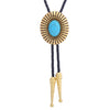 Gold Bolo Necklace Blue Turquoise Bolo Goth Bootlace Tie