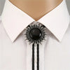 Black Agate Bolo Tie Sunflower Shape Bolo Ties Men's Bolo Necktie