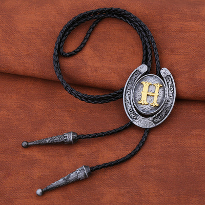 Horseshoe Bolo Tie Alphabet H Bolo Tie Fashion Men's Bolo