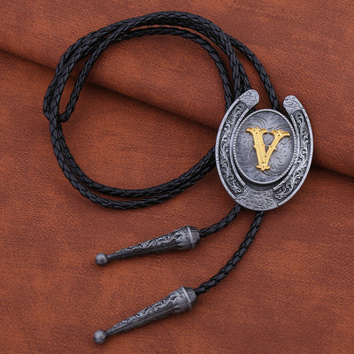 Horseshoe Bolo Tie Alphabet V Boloties Men Western Ties