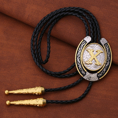 Horseshoe Bolo Tie Alphabet X Necklace Men‘’s Bolo Tie