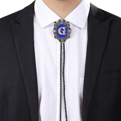 Alphabet G Bolo Tie Modern Bolo Formal Western Tie Blue