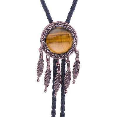 Dreamcatcher Style Tiger's Eye Bolo Suit Brown Tie