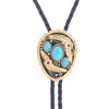 Gold Feather Tie Women Turquoise  Western  Bolo Tie