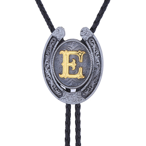 Horseshoe Bolo Tie Alphabet E Bowlow Tie Mens Bolo