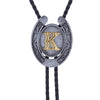 Horseshoe Bolo Tie Alphabet K Antique Western Bolo Tie