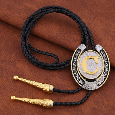 Horseshoe Bolo Tie Alphabet C Bolo Tie Wedding Neck Tie