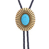 Gold Bolo Necklace Blue Turquoise Bolo Goth Bootlace Tie