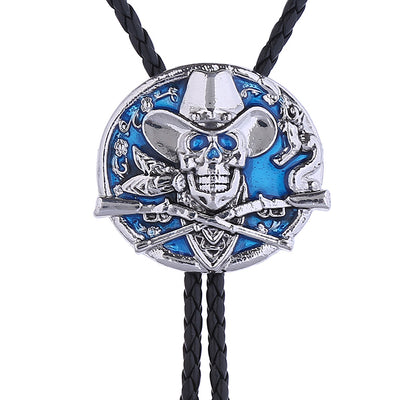 Skull Bolo Western Bolo Ties Cowboy Boloties Blue Tie