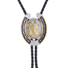 Horseshoe Bolo Tie Alphabet R Formal Bootlace Tie