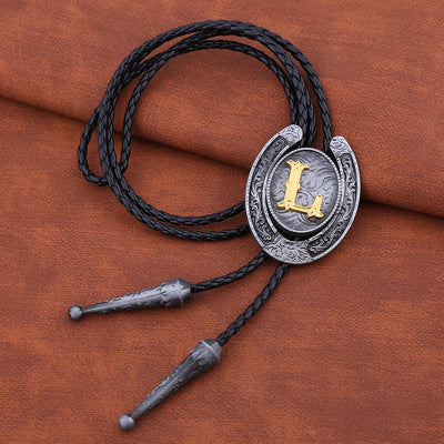 Horseshoe Bolo Tie Alphabet L Bolo Tie Men's Western Bolo