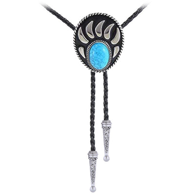 Bear Claw Bolo Tie Men's Turquoise Black Cowboy Tie