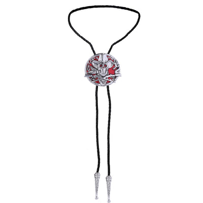 Skull Bolo Tie Mens Western Bolo Tie Cowboy Red Bolo